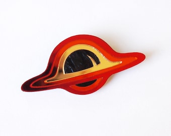 Black Hole Brooch in Mirror and Black Acrylic