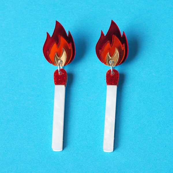 Matchstick Dangly Earrings in Laser Cut Acrylic