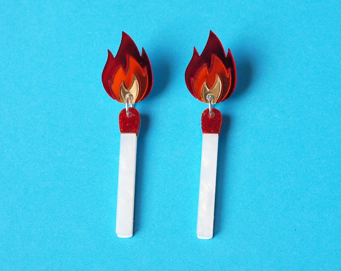 Matchstick Dangly Earrings in Laser Cut Acrylic - Etsy