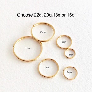 Versatile Seamless Piercing Hoop - 14k Gold Filled - Various Sizes