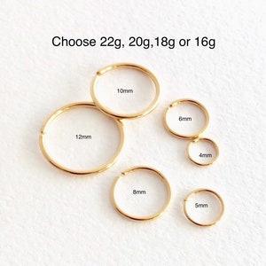 Stylish Seamless Piercing Hoop - 14k Gold Filled - Unique Sizes