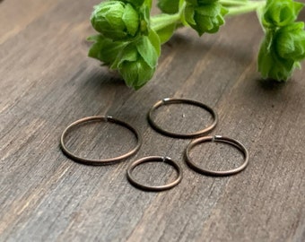 24g VERY THIN Hoop Earring - Modern Nose Ring - "Bronze" Niobium