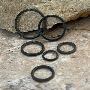 Black Niobium Hypoallergenic Nose Ring Hoop: 16G-22G 5mm-12mm Nostril