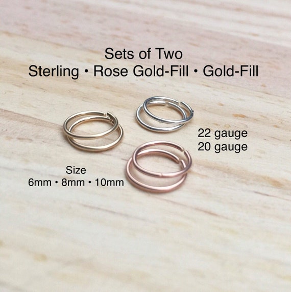 14k Rose or Yellow Gold Filled Cartilage hoop Piercing ring Nose ring Lip Piercing Navel ring Gold cartilage hoop Sterling Silver
