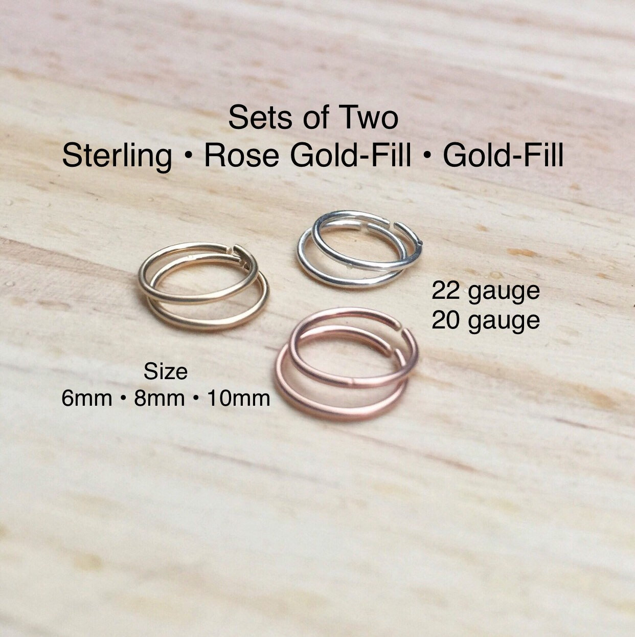 Rose gold septum jewelry, 20g tragus, Cartilage hoop earring, Gold ea…