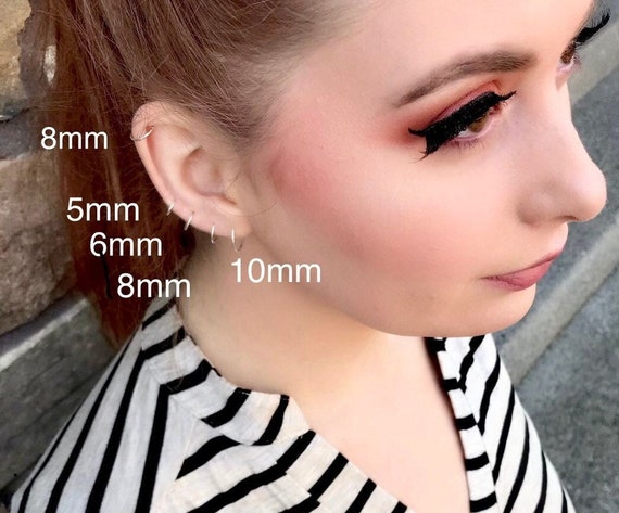 Silver Cartilage Earring Hoops for Helix Rook Tragis and Conch Piercing Jewelry Etsy
