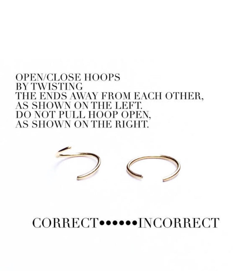 Small Gold Cartilage Hoop Earrings for Helix, Ear and Lobe image 7