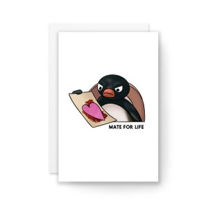 MATE FOR LIFE - Funny Card, Love Card, Funny Couple's card, Valentine's Day Card, Appreciation Card, Relationship Card, Penguin Card, Love