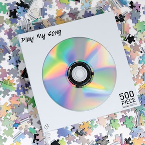 PLAY MY SONG (500 Piece Puzzle) - Round Puzzle, Unique Puzzle, Pop Culture Puzzle, Pop Culture Puzzle, Cd Puzzle, Colorful Puzzle