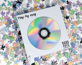 PLAY MY SONG (500 Piece Puzzle) - Round Puzzle, Unique Puzzle, Pop Culture Puzzle, Pop Culture Puzzle, Cd Puzzle, Colorful Puzzle