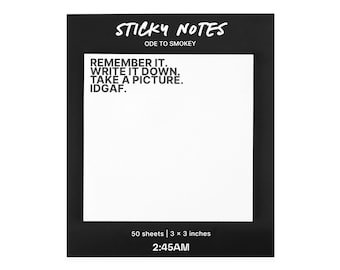 Ode To Smokey Sticky Notes - Unique sticky notes, Friday sticky notes, Unique adhesive notes, Planner Notes, Funny Office Stationery