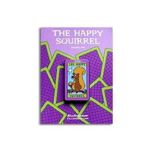 Épingle en émail THE HAPPY SQUIRREL - épingle en émail unique, culture pop, épingle en émail dur, épinglette, épingle de tarot, l'écureuil heureux
