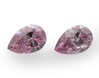 0.31 Carat Fancy Intense Purplish Pink Loose Diamond Natural Color Pear Pair GIA SKU: 351564