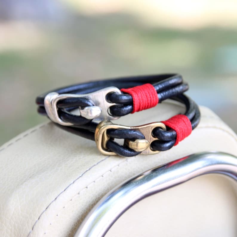Leather Gift Gift for Him Men/'s Leather Bracelet Leather Men Bracelet Father/'s Day Gifts Mens Jewelry Men/'s Bracelet Nautical Gift