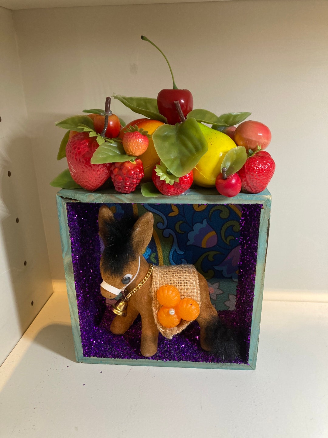 Handmade Vintage Diorama Shadow Box Wall Hanging Kitsch Retro Wall Art