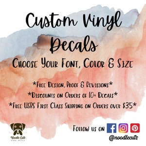 Custom Vinyl Decals, Custom Decal, Your Text Here, Make Your Own Decal, Car Decal, Custom Vinyl Sticker, Stickers, Wall Decals, Team Decals