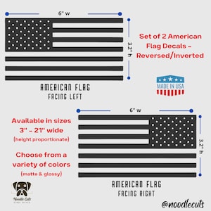 Set of 2 American Flag Decals Reversed/Inverted Flags, USA Flag Vinyl Stickers for Car, Truck, Jeep, Wrangler ATV, Stars & Stripes Die Cut