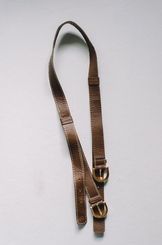 Vintage Guy Laroche Leather and Brass Belt - image 2