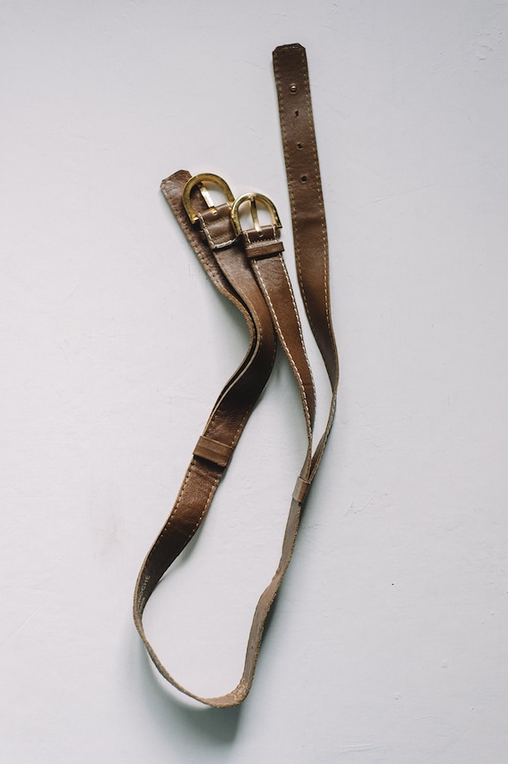 Vintage Guy Laroche Leather and Brass Belt - image 1