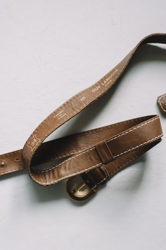 Vintage Guy Laroche Leather and Brass Belt - image 3