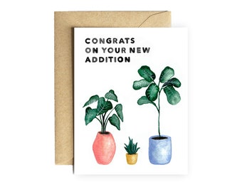 New Baby Card "Congrats on Your New Addition" welcome baby new parents gift stationery baby shower birth congratulations plant lover