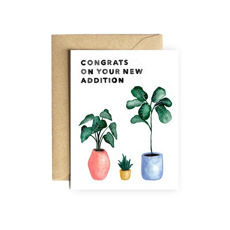 New Baby Card Congrats on Your New Addition welcome baby new parents gift stationery baby shower birth congratulations plant lover image 1