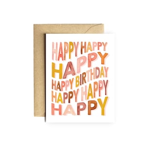 Happy Birthday Karte | "Happy Birthday" süße einfache minimal niedliche Geburtstagskarte Freundin Freundin Aquarell