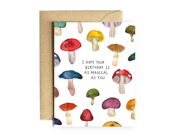 Mushroom Birthday Card “I hope your birthday is as magical as you“ cute birthday friend boy nature wilderness shrooms