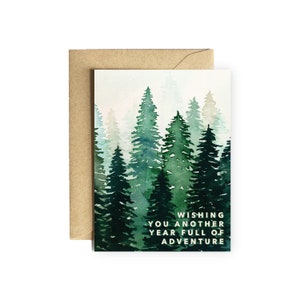 Tarjeta de cumpleaños / aniversario del bosque "Deseándote otro año lleno de aventura" lindo amigo de cumpleaños para él naturaleza senderismo en el desierto