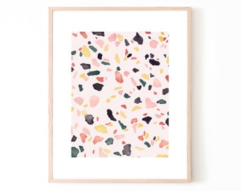 Terrazzo Pattern Watercolor Print | home decor wall art decor art housewarming gift painting poster minimal modern