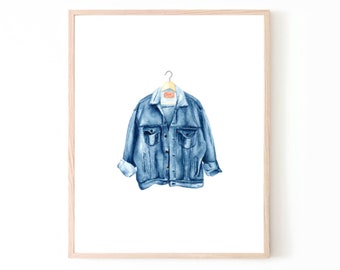 Denim Jacket Print | jean jacket denim love unique wall art home decor house warming gift