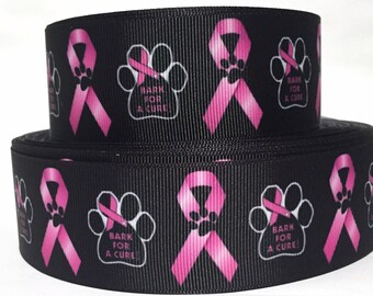 Grosgrain Breast Cancer Find a Cure Ribbon 7//8/" 22mm