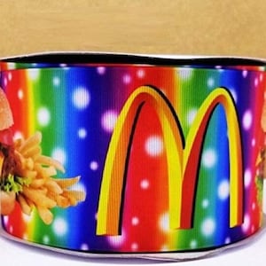 Grosgrain Ribbon 5/8&quot;, 7/8&quot;, 1.5&quot; & 3&quot; Food Sandwich Burger French Fries Printed Buy Another One, Add to Cart, Save on Combine Shipping