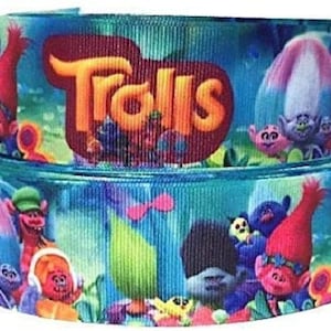 GROSGRAIN RIBBON 5/8&quot;, 7/8&quot;, 1.5&quot;, 3&quot; Trolls For Gifts Birthday Halloween Christmas party (Add to Cart,  Save on Combine Shipping )