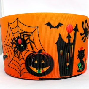 Grosgrain Ribbon 5/8",7/8", 1.5", 3" Halloween Spider Web Bats Pumpkins  USA Seller ( Add to Cart,  Save on Combine Shipping )