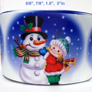 GROSGRAIN RIBBON 5/8", 7/8", 1.5", 3" Snowman, Snowflakes Christmas Winter Blue White Black Red  Add to Cart,Green (Save on Combine Shipping