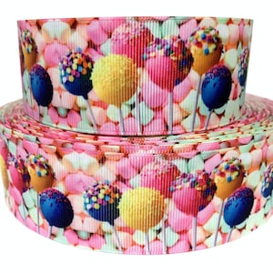 GROSGRAIN RIBBON 5/8", 7/8", 1.5",  3" Lollipops Christmas Treats Printed By the Yard (  Add to Cart,  Save on Combine Shipping )