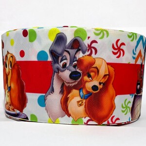 GROSGRAIN RIBBON 5/8", 7/8", 1.5" & 3" Dogs Pets Cartoons Lady Tramp Printed By the Yard  Add to Cart, Save on Combine Shipping