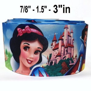 Grosgrain Ribbon 5/8", 7/8", 1.5" & 3" Snow White Princess Blue Printed Buy Another One, Add to Cart, Save on Combine Shipping