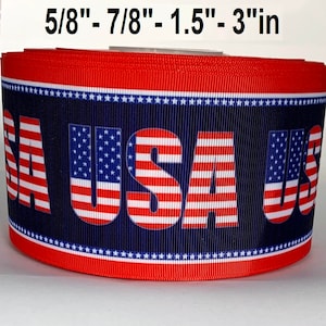 Grosgrain Ribbon 5/8",7/8", 1.5", 3"  4th of July Independence Day Stars USA Flag Hat Stripe Printed  Add to Cart,  Save on Combine Shipping