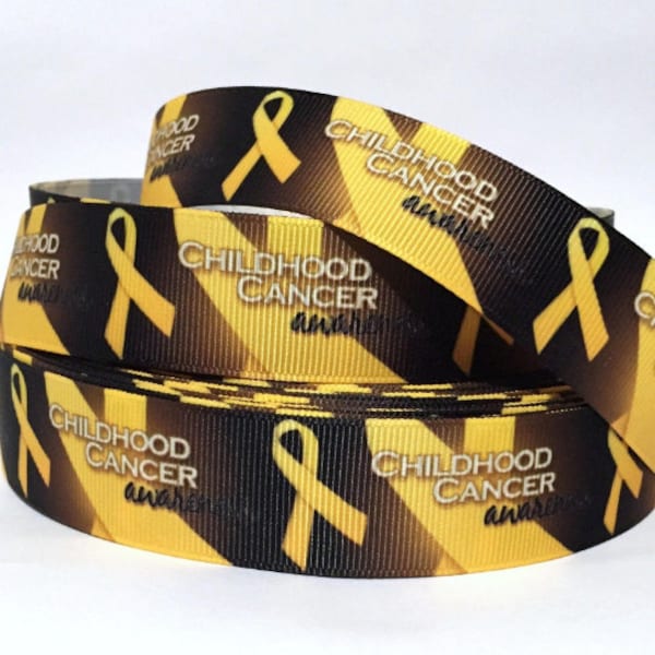 Grosgrain Ribbon 5/8", 7/8", 1.5", 3" Childhood Cancer Awareness Printed  By The Yard - USA Seller