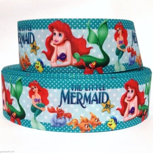 Grosgrain Ribbon 5/8", 7/8", 1.5" & 3" Little Mermaid Princess Ariel MD1 Printed Buy Another One, Add to Cart, Save on Combine Shipping