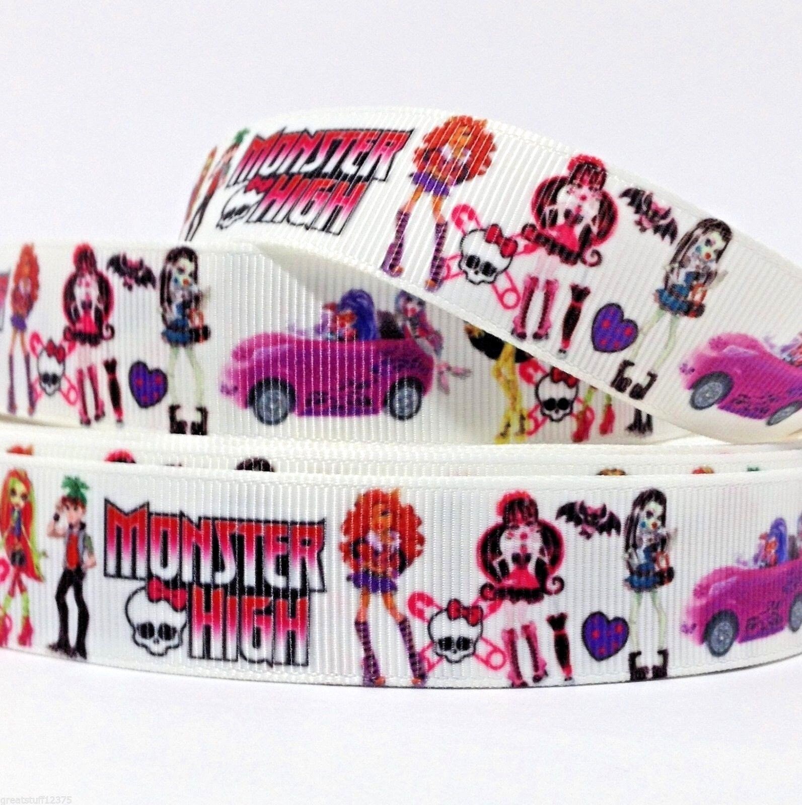 wide 1 2 5m Lengths Beauty and the Beast Printed Grosgrain Ribbon 22mm 7/8" 