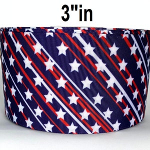 Grosgrain Ribbon 5/8", 7/8", 1.5", 3" USA Flag Stripe Stars 4th of July Independence Day Printed  Add to Cart,  Save on Combine Shipping
