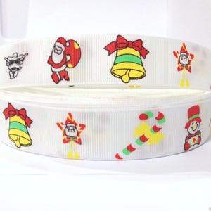GROSGRAIN RIBBON 7/8&quot; CHRISTMAS Santa Claus Candy Cane Snowman Printed ( Buy Another One, Add to Cart,  Save on Combine Shipping ) Printed