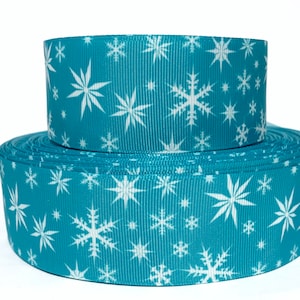 GROSGRAIN RIBBON 5/8&quot;, 7/8&quot; , 1.5&quot; & 3&quot; Snowflakes Printed Sold By the Yard Buy Another One, Add to Cart,  Save on Combine Shipping