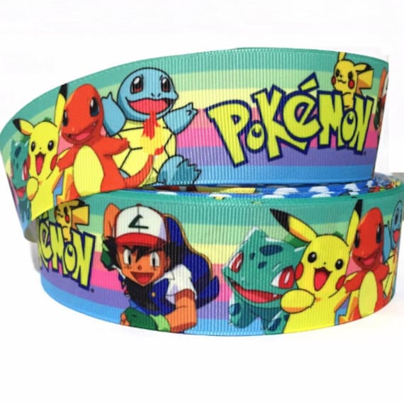 GROSGRAIN RIBBON 5/8", 7/8", 1.5", 3" POKEMON Stripes Printed For Gifts Birthday party Add to Cart Save on Combine Shipping