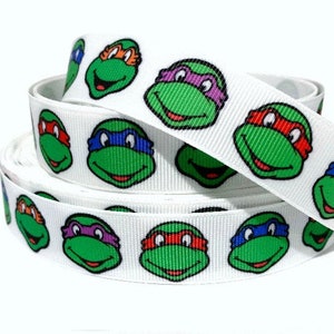 GROSGRAIN RIBBON 5/8", 7/8", 1.5", 3" Turtle Faces Kids Printed ( Add to Cart,  Save on Combine Shipping )