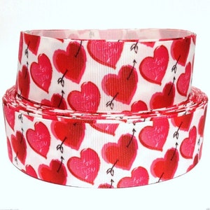 Grosgrain Ribbon 5/8", 7/8",  1.5" & 3" Hearts Arrow Valentine's Day Printed For Gifts Hairbows ( Add to Cart,  Save on Combine Shipping )