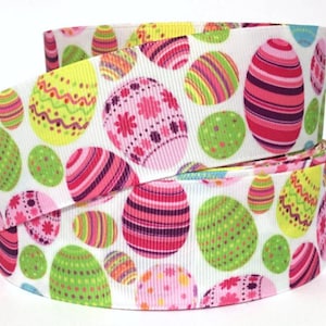 Grosgrain Ribbon 5/8", 7/8", 1.5", 3" Easter Rabbit Bunny Eggs Stripes For Gifts, Hair bows  ( We Combine Shipping, Add to cart )
